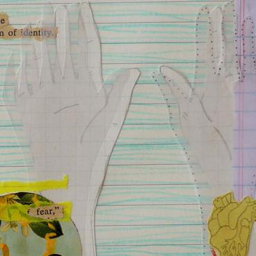 Collage: Hands on a notebook 