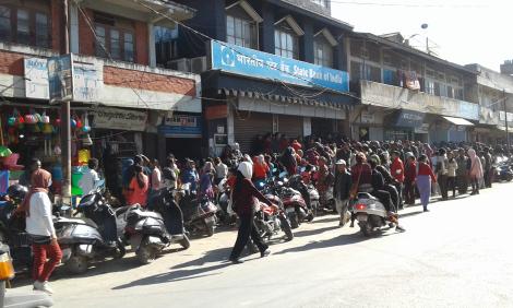 Street outside bank in Manipur during demonetisation and network shutdown 2016