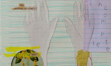 Collage: Hands on a notebook